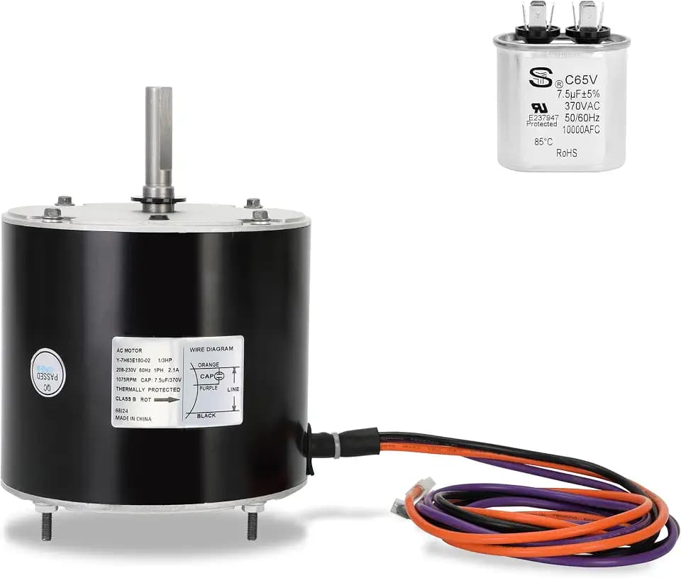 68J24 Condenser Fan Motor Replaces for Lennox 68J2401, 1/3 HP, 208/230V-1Ph, 60HZ, 1075 RPM, Substitute for 97M62, 69W96, 100483-29, 100483-01, K55HXGCE-8094