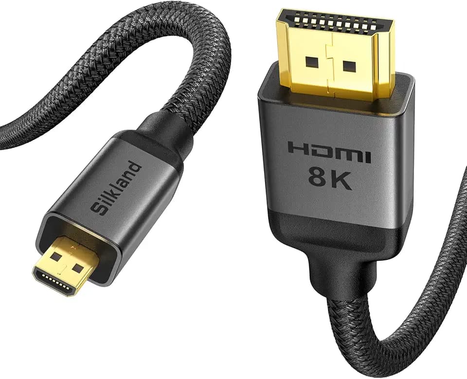 Silkland 8K Micro HDMI to HDMI Cable 16.5FT, 48Gbps Micro HDMI 2.1 Adapter
