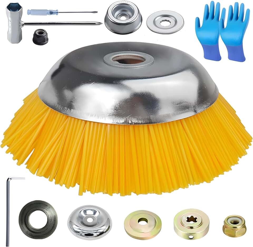 Unkrautbürste Nylonbürste, Unkrautbürste Wildkrautbürste, Nylonbürste Freischneider, Nylon UnkrautbüRstenkopf, Nylon-Borsten 200 mm x 25,4 mm, für Rasentrimmer, Motorsense, Unkraut Moosentfernung