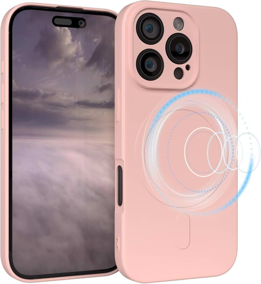 EAZY CASE - Silikonhülle magnetisch für iPhone 16 Pro Hülle Silikon Rosa weich stoßfeste Magnet Handyhülle Schutzhülle mit Kameraschutz Dünn Schutz Cover TPU Bumper in Pastell Altrosa