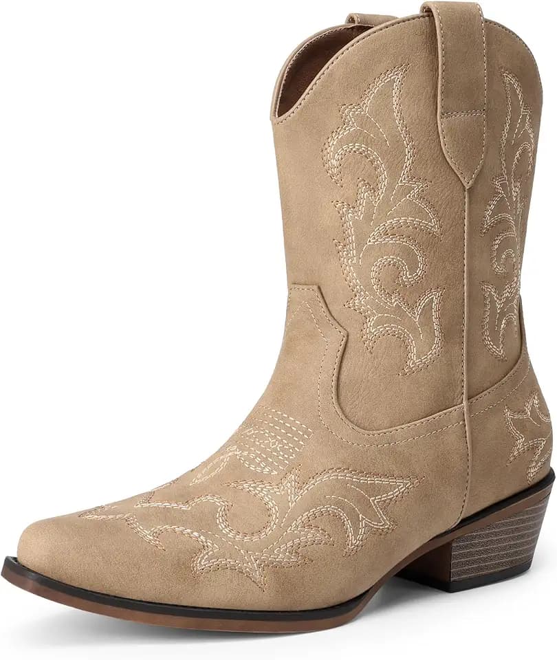 DREAM PAIRS Women's Cowboy Cowgirl Western Ankle Boots