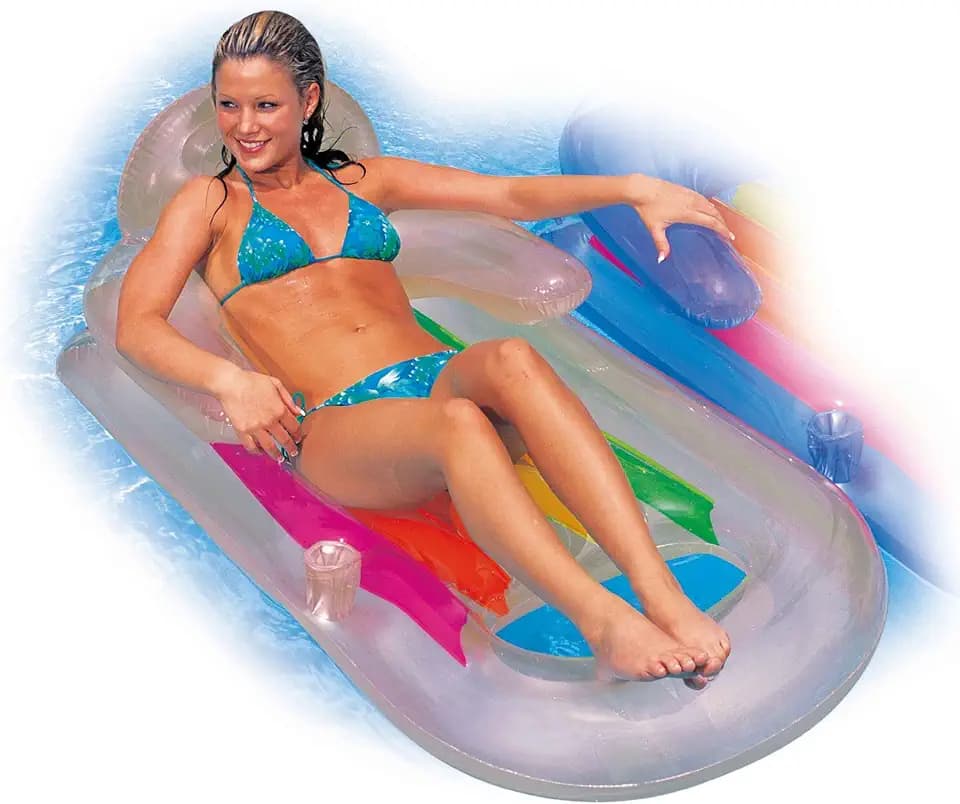 Intex 58802 – Luftmatratze Sessel Bräunung, Farbe Weiß, Hellblau, 160 x 85 cm