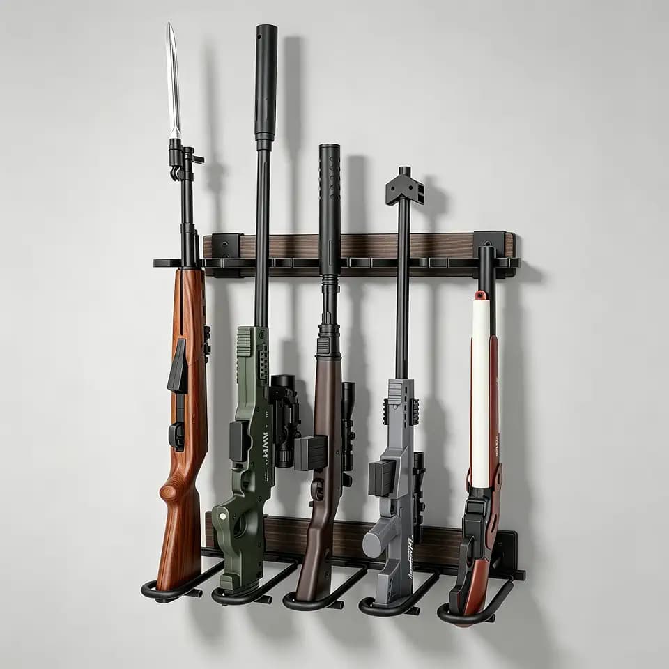 Wall Gun Rack for Rifles & Shotguns, Vertical & Horizontal Wood Display Holder