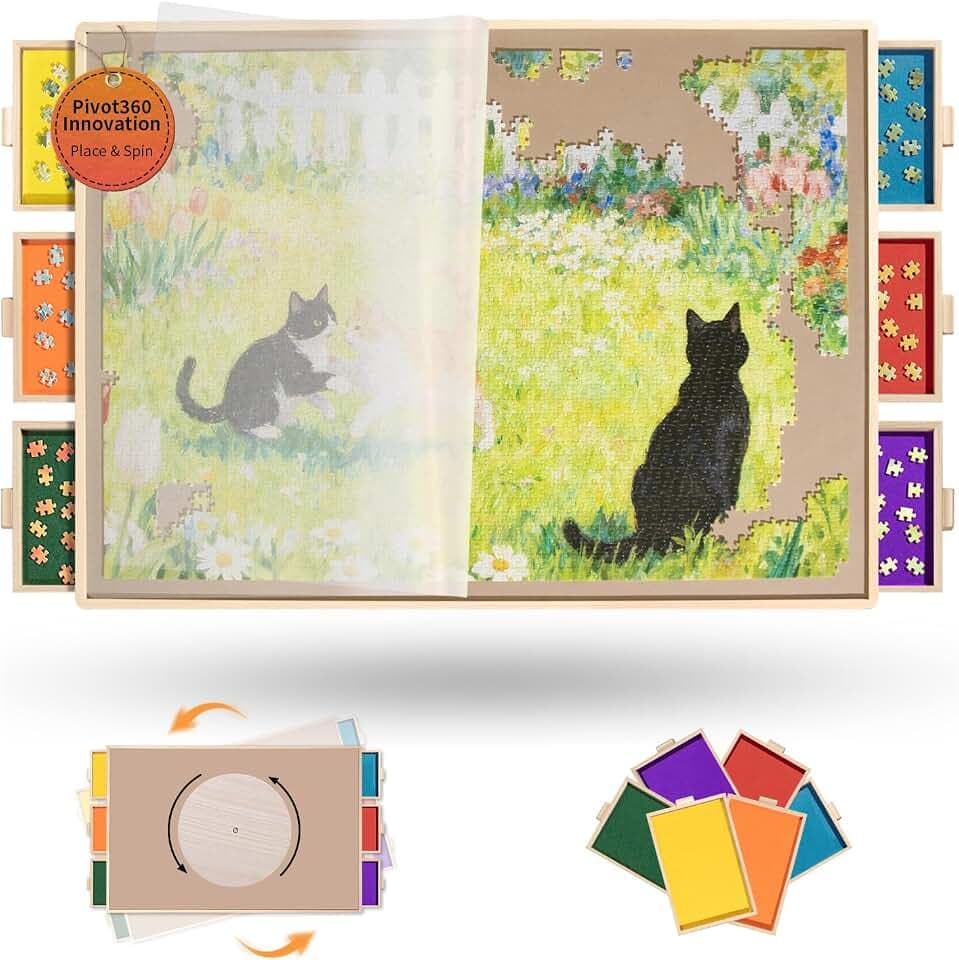 Join&Joy 2000 Piece Puzzle Board Pro, with 6 Drawers & Cover, 40"x29"