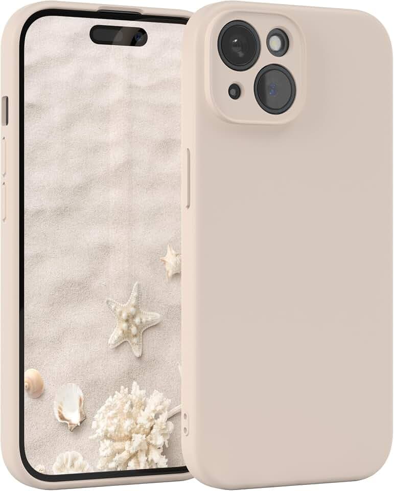 EAZY CASE - Silikonhülle für iPhone 15 Hülle Silikon Case Beige weich stoßfeste Handyhülle Schutzhülle mit Kameraschutz Dünn Premium Schutz Cover TPU Phone Bumper in Pastell Taupe Matt