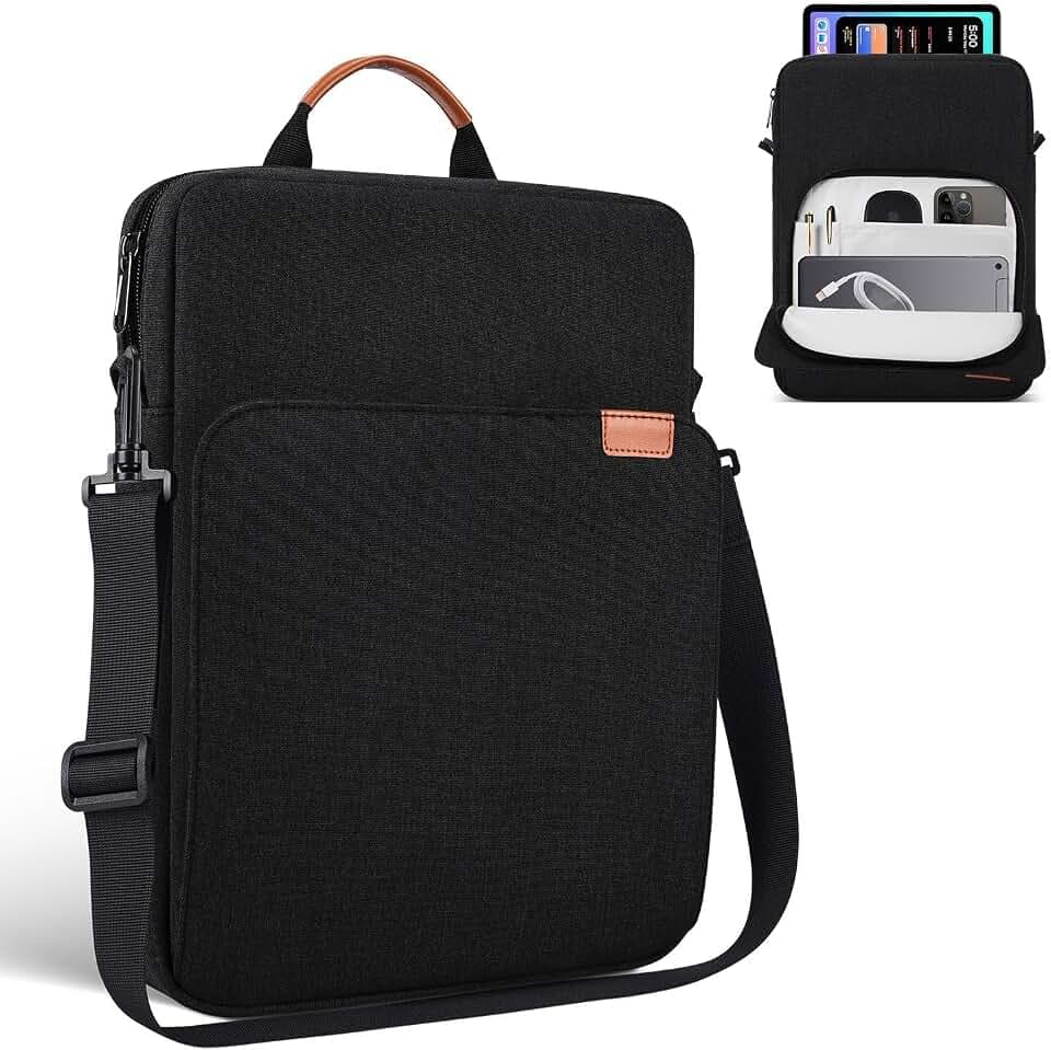 13 inch iPad Sleeve Carrying Bag for 13 inch iPad Pro M5 & Air M4/M3 2026, iPad Pro 12.9, 13.8" Surface Laptop 7th, Padded Trave Tablet Case with Shoulder Strap, Black