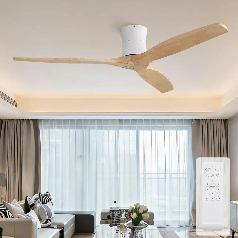 Sofucor 132cm Massivholz Deckenventilator mit Fernbedienung