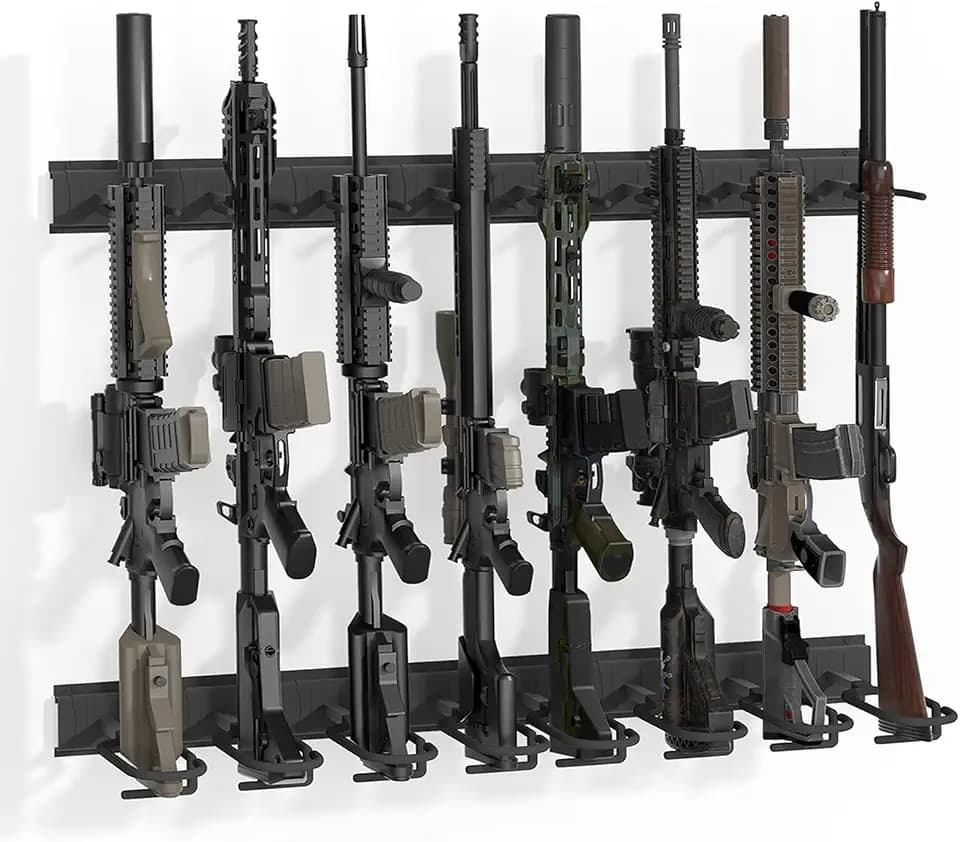 Upbci Gun Rack Wall Mount, Adjustable Aluminium 8-Slot Indoor Rifle Rack