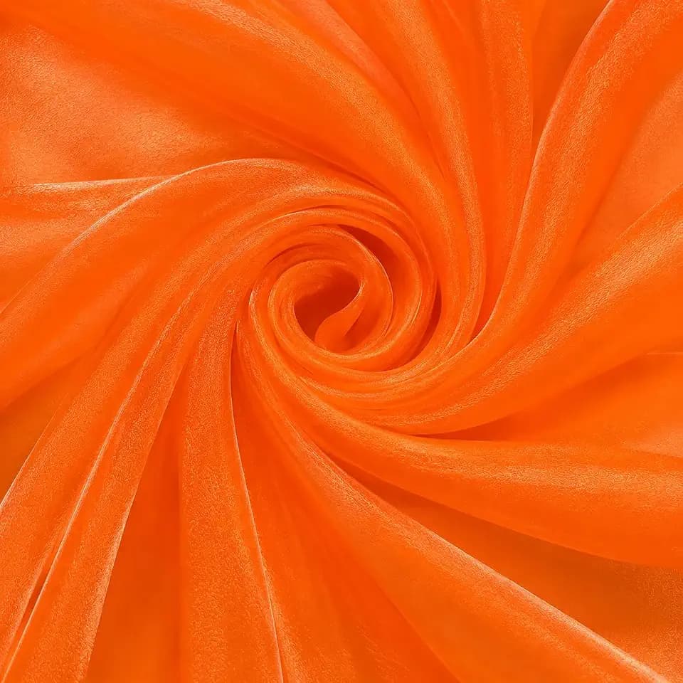 Organza Fabric 5 Yard Bridal Solid Sheer Organza Fabric Bolt for Wedding Dress, Fashion, Crafts, Decorations Silky Shiny Organza 44" - (5 Yard, Orange)