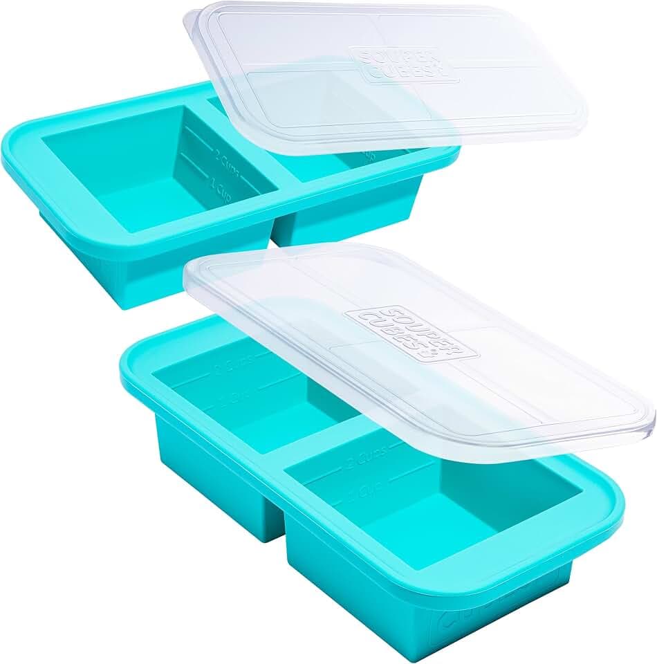Souper Cubes 2 Cup Silicone Molds for Food, Aqua, 2-Pack