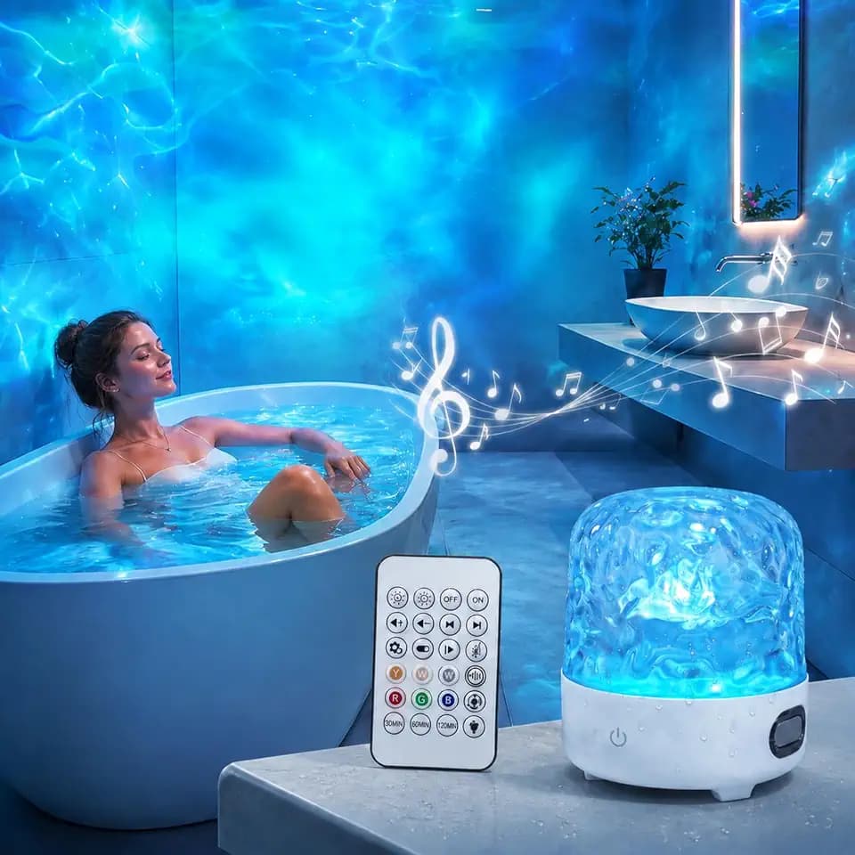 Waterproof Shower Light with Bluetooth Speaker, Wireless Bathroom Lamp