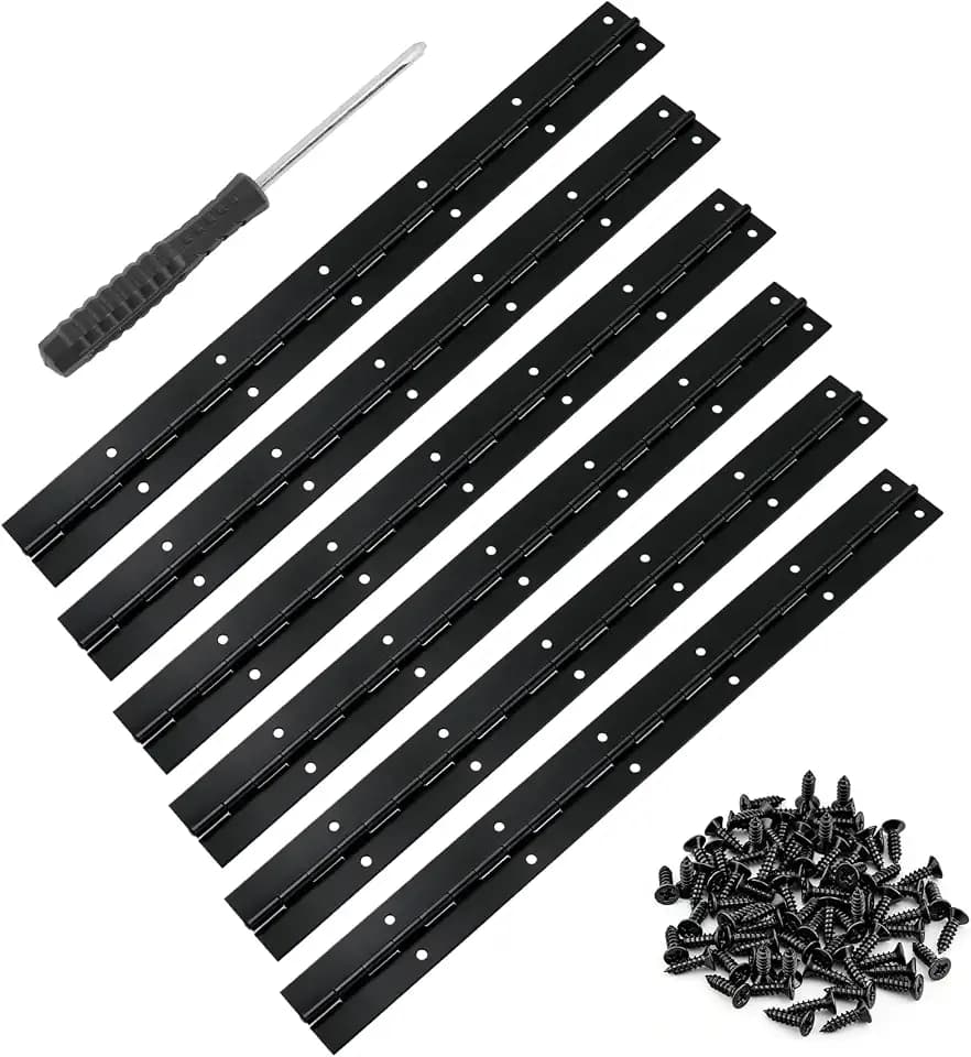 6 Stück Klavierband Scharnier Edelstahl, 30×3 cm langes Schwerlast-Stangenscharnier mit Schraubendreher & 75 Schrauben – Klappscharnier für Türen, Schränke, Klaviere, Boote (Schwarz)