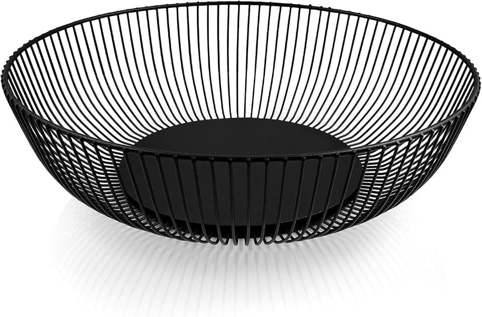 „Pure“ große Obstschale aus Edelstahl in schwarz matt/Metall Obstkorb mit riesigem Fassungsvolumen – Skandinavische Deko - 28cm