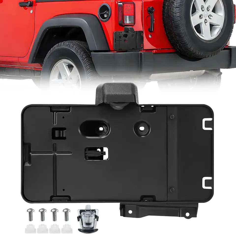 Nilight Rear License Plate Holder with Light for JK JKU 2007-2018