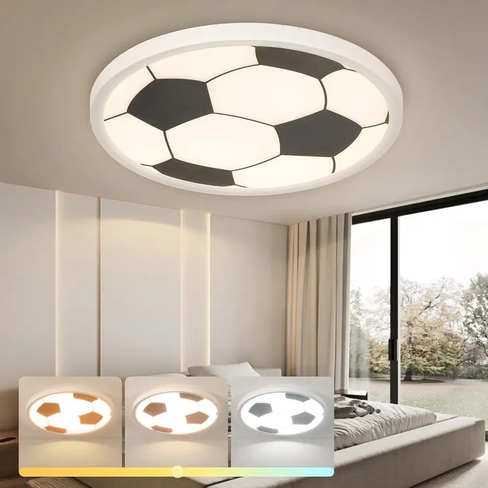 EASY EAGLE LED Deckenleuchte Fußball, 36W Deckenlampe LED 3000K/4000K/6500K, Rund Lamp Deckenlampen Flach für Kinderzimmer,Jugendzimme, Küchen, Badezimmer, Schlafzimmer, Flur, Keller, 30CM