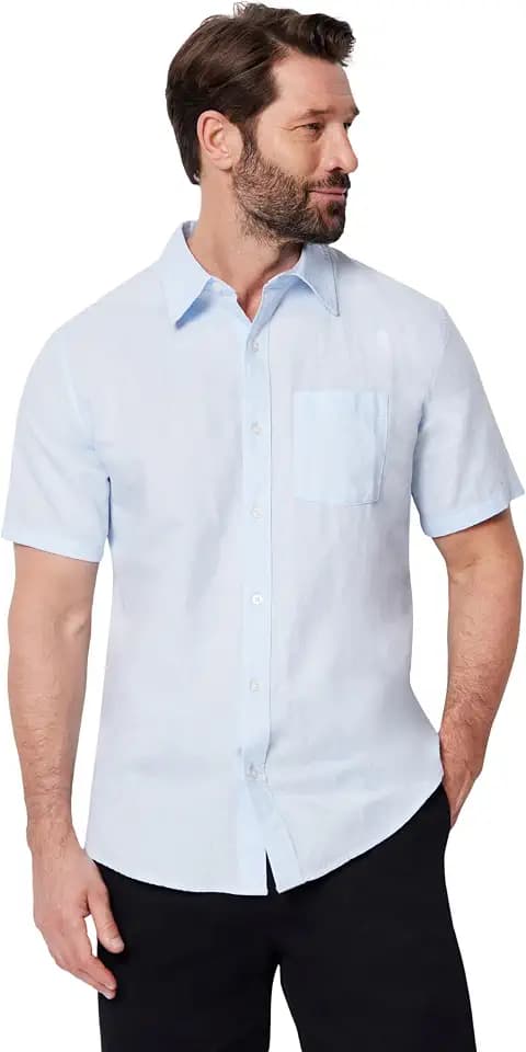 Amazon Essentials Men's Regular Fit Short Sleeve Linen Shirt