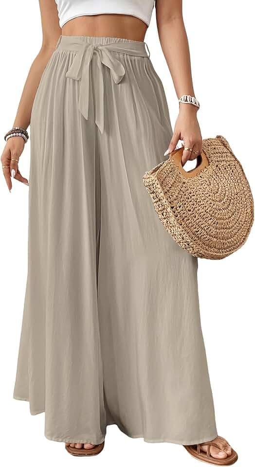 Bsubseach Women Wide Leg Pants Floral Flowy Palazzo Pants