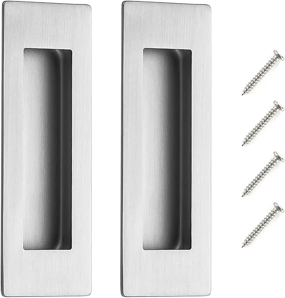 Brushed Nickel Pocket Door Handles Sliding Door Handles, 4.72 Inch, 8 Pack