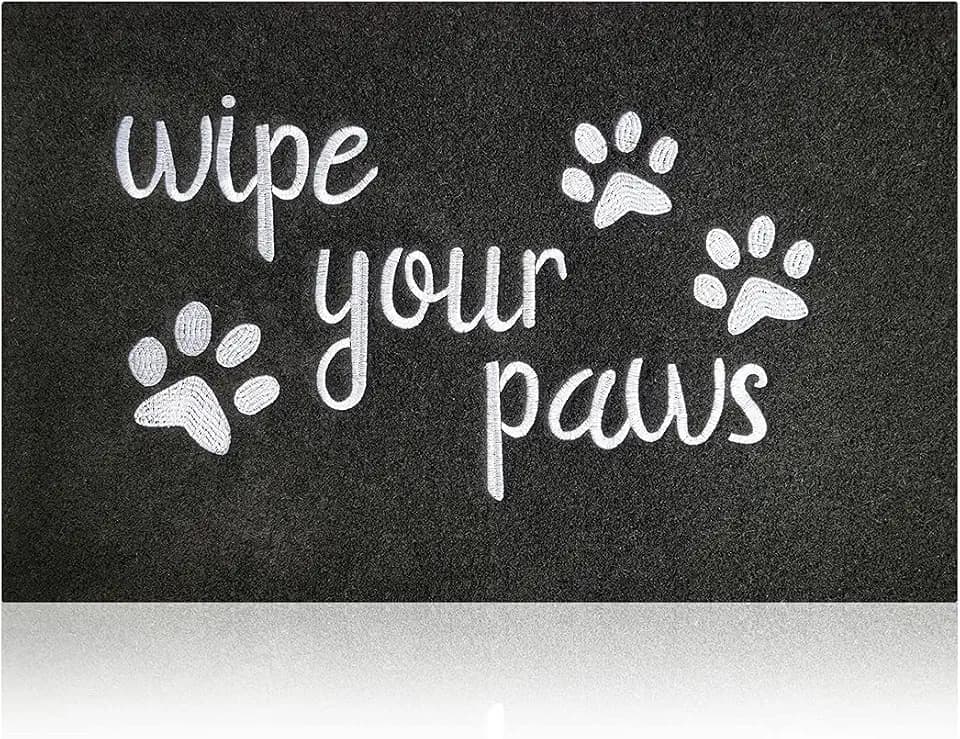 Large Outdoor Front Door Mat Wipe Your Paws Doormat Inside Outside Mats Entryway Welcome Mats Non Slip Rubber Backing Funny Indoor Door mats Dog Mat for Porch, Black 36 x 24 Inch
