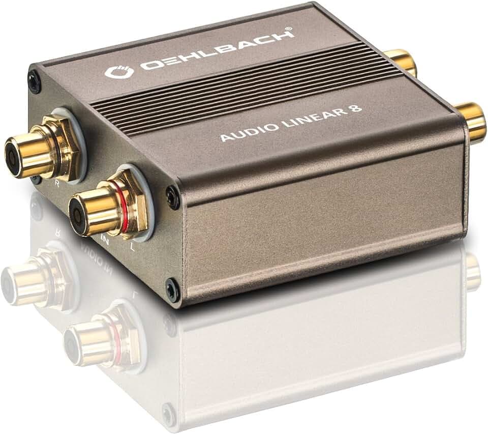 Oehlbach Audio Linear 8 - Galvanischer Trennfilter für Plattenspieler & Subwoofer - Entstörfilter zur Eliminierung von Masseschleifen - metallic braun