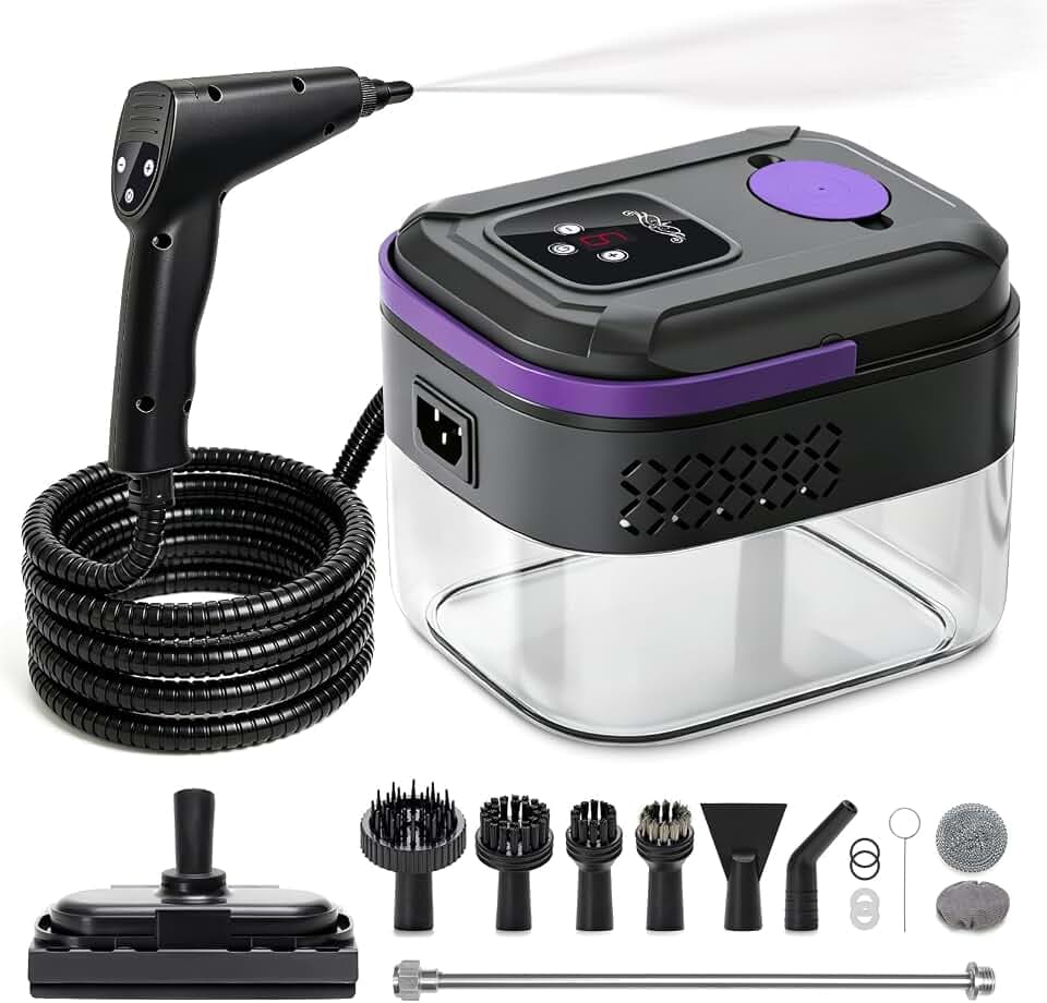 G-STORY Dampfreiniger für Zuhause und Auto – 1700ml großer Tank, 10S schnelles Aufheizen, tragbarer Dampfreiniger, 6 Stufen einstellbar, 16 Zubehörteile für Küche, Bad, Auto, Sofa, Fliesen, Boden