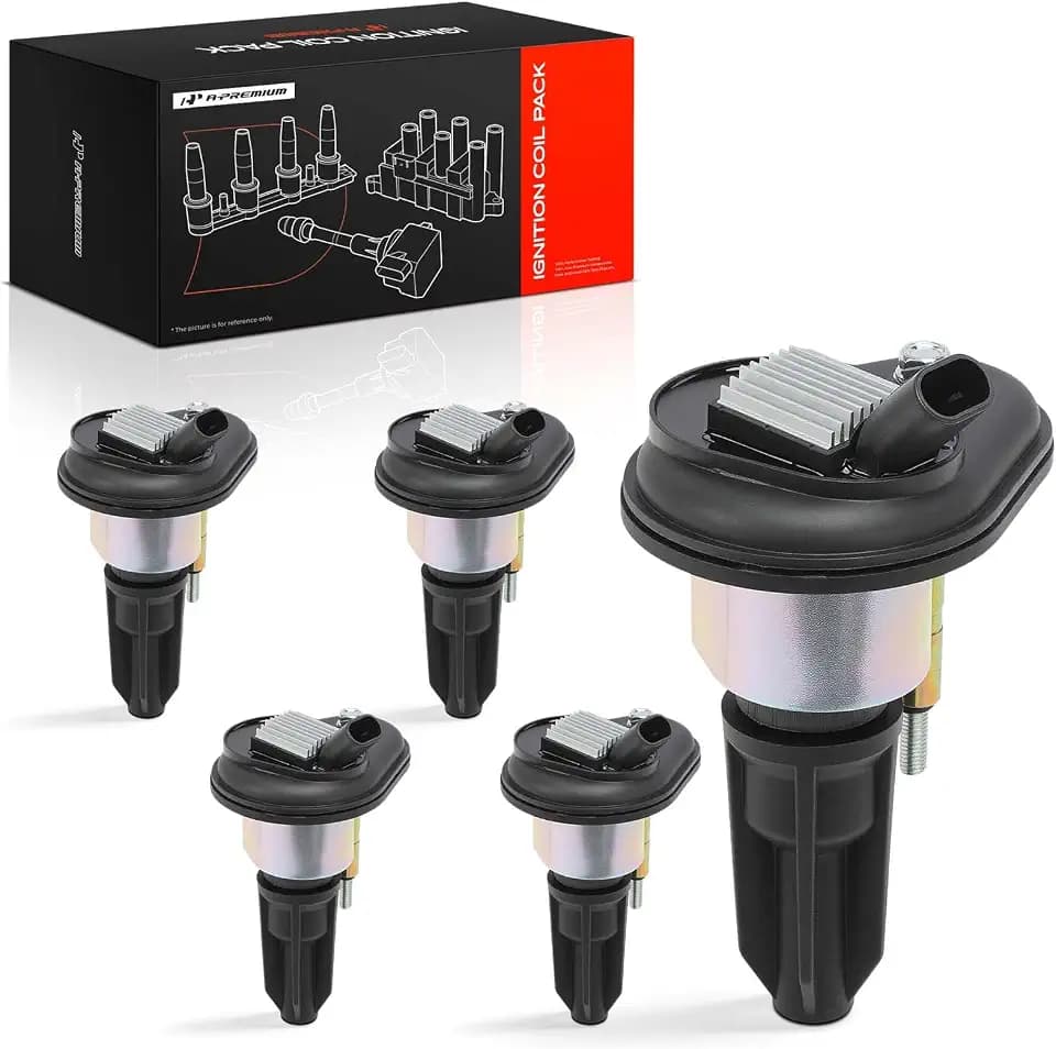 A-Premium Ignition Coils Pack Replacement for Chevrolet Trailblazer GMC Envoy 2002-2005 Buick Rainier Isuzu i-290 i-370 Ascender Oldsmobile Bravada 9-7x 5-PC Set