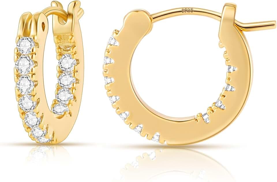 Gacimy 14K Gold Plated Hoop Earrings for Women, CZ Hoop Earrings