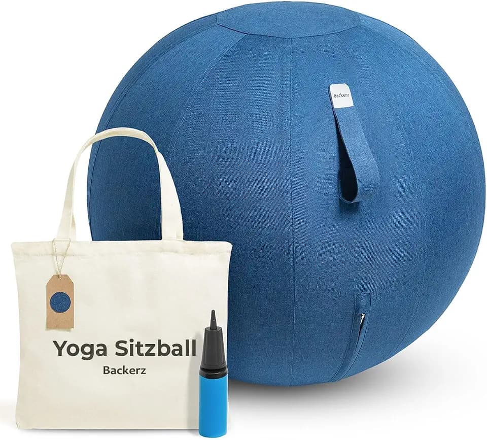 Backerz Sitzball - Ergonomische Sitzmöbel für Büro und Heimbüro - Langlebiger Stoff, Gymnastikball - Fitness-Ball, Ballstuhl mit Ballauflage - Waschbarer Leinenbezug