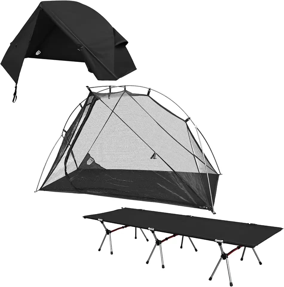 Portable Camping Cot Tent Combo, 1 Person Waterproof Off-Ground Tent