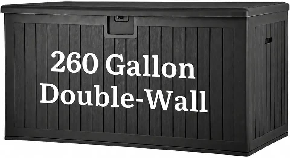 YITAHOME 260 Gallon Large Deck Box with Divider & Side Handles