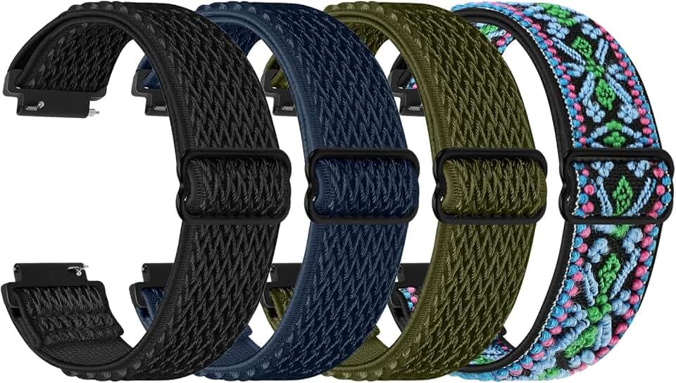 Elastic Quick Release 18mm Watch Bands Compatible with Garmin Venu 3S/Venu 2S/Vivoactive 4S/Vivomove 3S/Forerunner 255S/255S Music/Forerunner 265S, Adjustable Stretchy Nylon Loop Replacement Straps