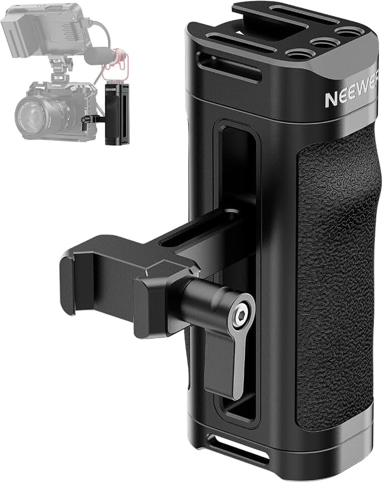 NEEWER Mini NATO Seitengriff, Leichter Kamerakäfig Side Handle mit konturiertem Silikongriff, NATO Klemme, 1/4" Gewinde, Cold Shoe, vertikale Einstellung, kompatibel mit SmallRig NEEWER Cage, CA068H