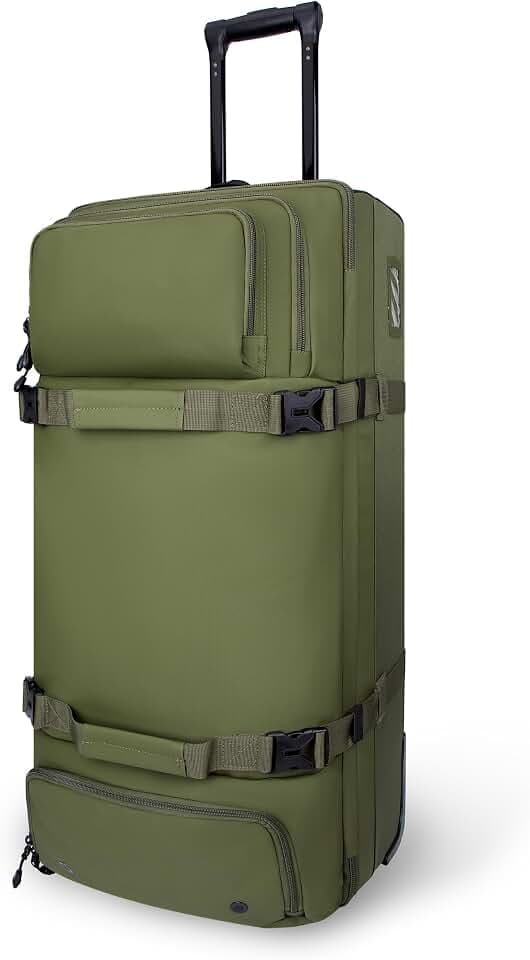 LARIPOP Rolling Duffle Bag with Wheels, 100L 33.5 Inch Waterproof Wheeled Travel Luggage with Shoe Compartment, Heavy Duty Duffel Bag for Air Travel, Camping, Road Trip & Sports