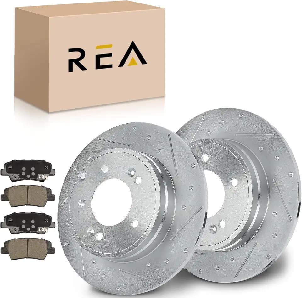 Rear Brake Kit 6PCS Compatible with 2011-2015 Hyundai Sonata | 2011-2013 Kia Optima 2.4L L4, 2012-2017 Hyundai Azera 3.3L V6, Rear Disc Brake Rotors Ceramic Brake Pads, 11.19"in - Replace 31424