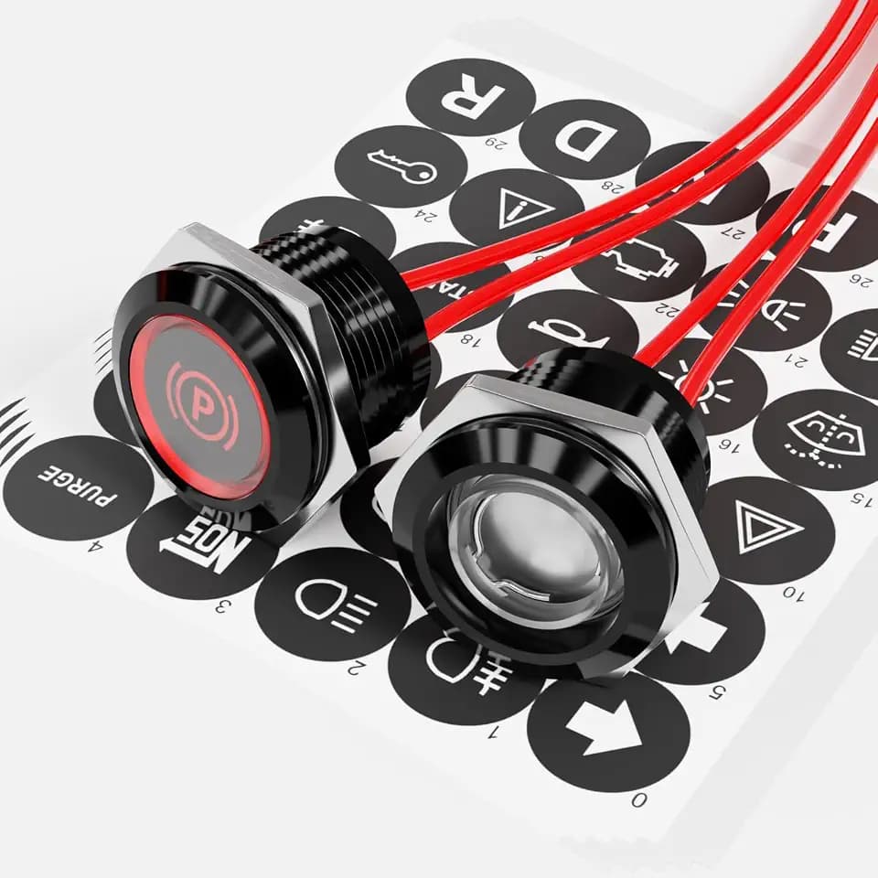 2Pcs 19mm 0.74" Red LED Symbols Indicator Light 5V 12V 24V IP67
