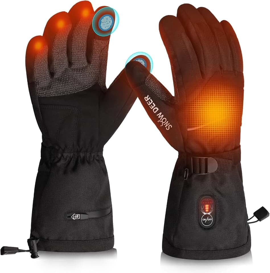 SNOW DEER Heated Gloves for Men Women - Rechargeable, Waterproof, Cut-Resistant with Touchscreen for Winter Outdoor Work Camping Warmer