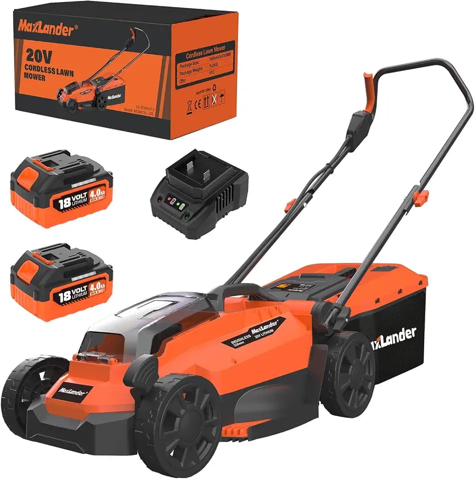 Maxlander 33cm Akku Rasenmäher bis 400 m² mit Mulchfunktion