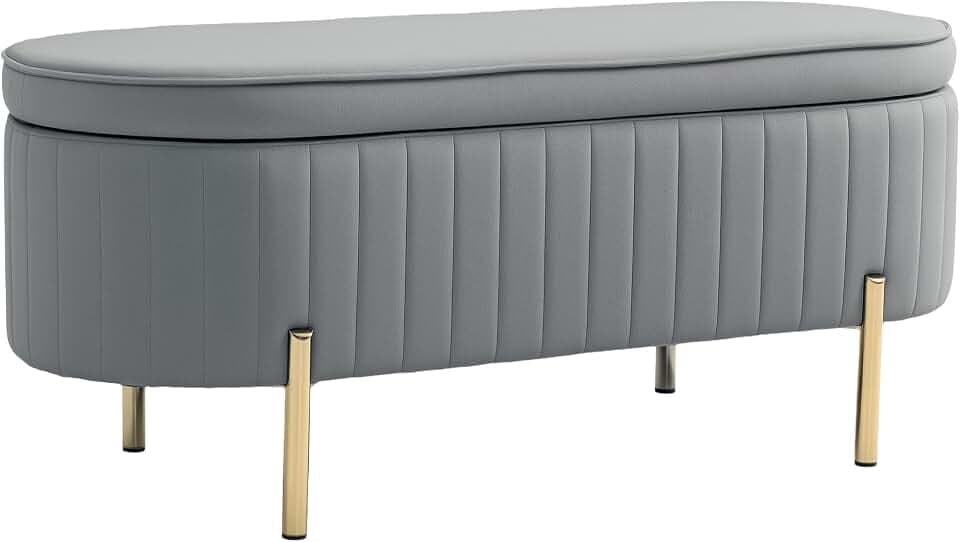 HOMCOM Sitzbank mit Stauraum, 72 l, Velours, 108 x 44 x 43,5 cm, Grau