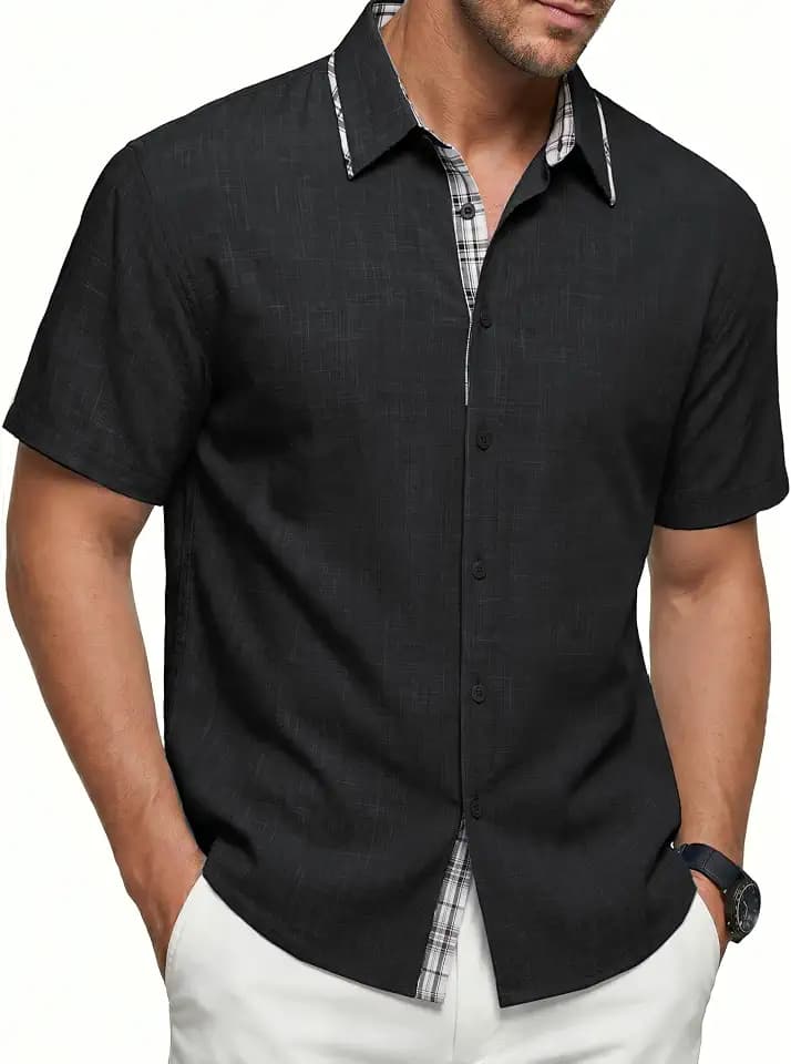 MAGNIVIT Mens Button Down Short Sleeve Shirt Summer Casual Shirts