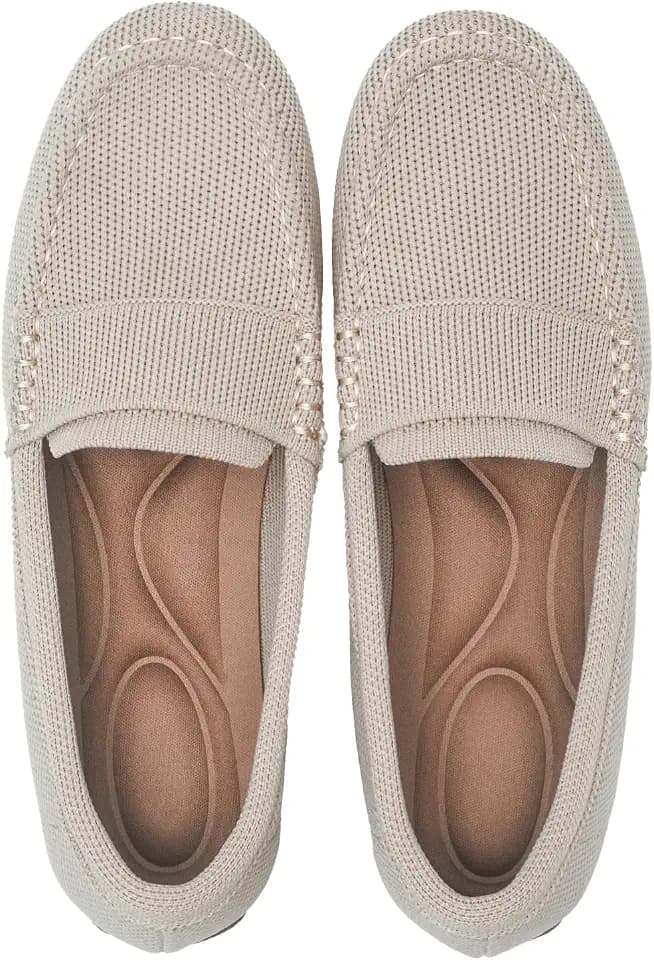 Dogese Women's Lightweight Knitted Loafers Casual Flat Shoes Comfortable Boat Shoes Flat Bottomed Breathable Shoes