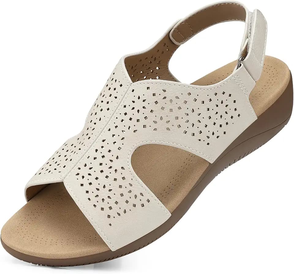 SHIBEVER Women's Flat Sandals Comfortable: Summer Dressy Walking Shoes