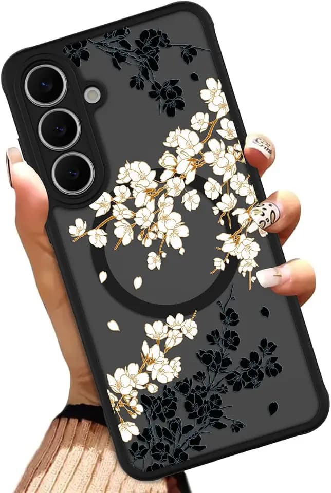 OOK Phone Case Fit for Samsung Galaxy S25 FE 6.7 Inch, White Flowers Floral