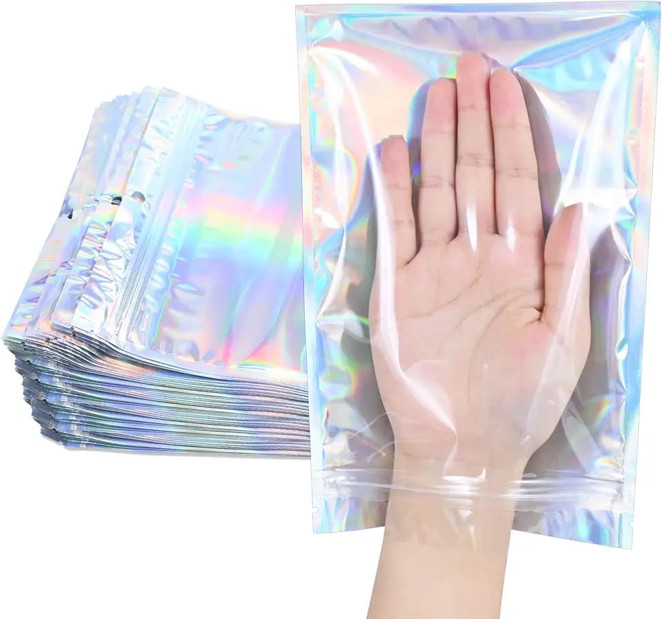 100 Pack Holographic Bags, 4.8x8 inch