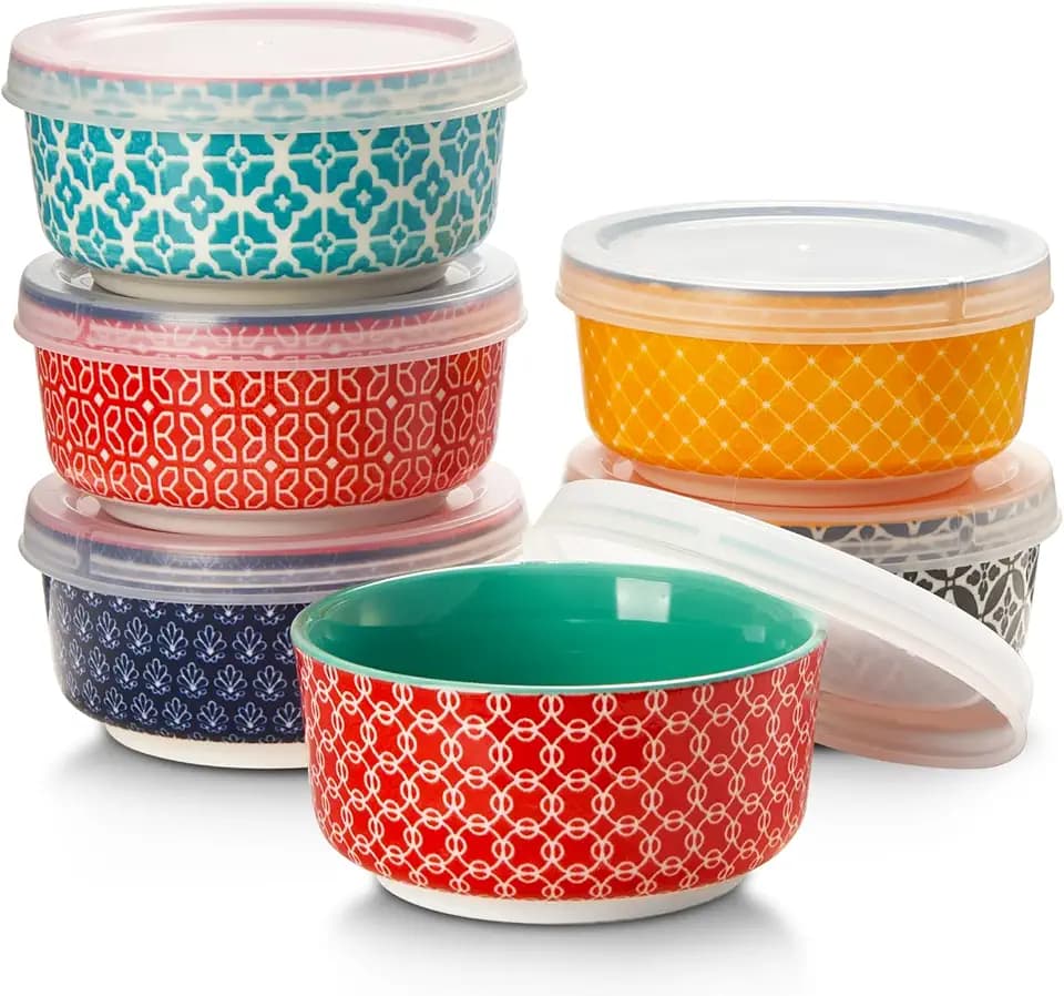 DOWAN Dipschalen Porzellan mit Deckel, 6oz Kleine Dessertschalen Set 6er
