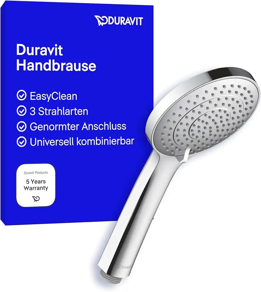 Duravit Universal Duschkopf, Duschbrause mit 3 Strahlarten, Chrom