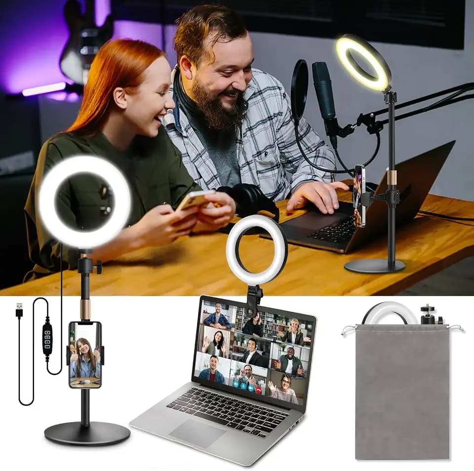 Railee Ringlicht mit Stativ Handy 6" Laptop Videokonferenz Licht mit Klemme
