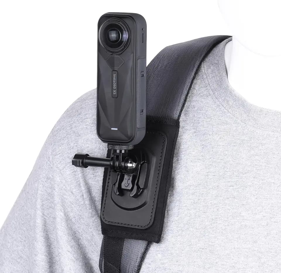 BRDRC Backpack Mount for Insta360 X5 X4 Air, Bag Strap Anti-Slip Shoulder Clip Belt for Insta 360 X5 X4 Air X3 X2 GO 3S Ace Pro, for DJI OSMO 360, for GoPro Action Camera Accessories