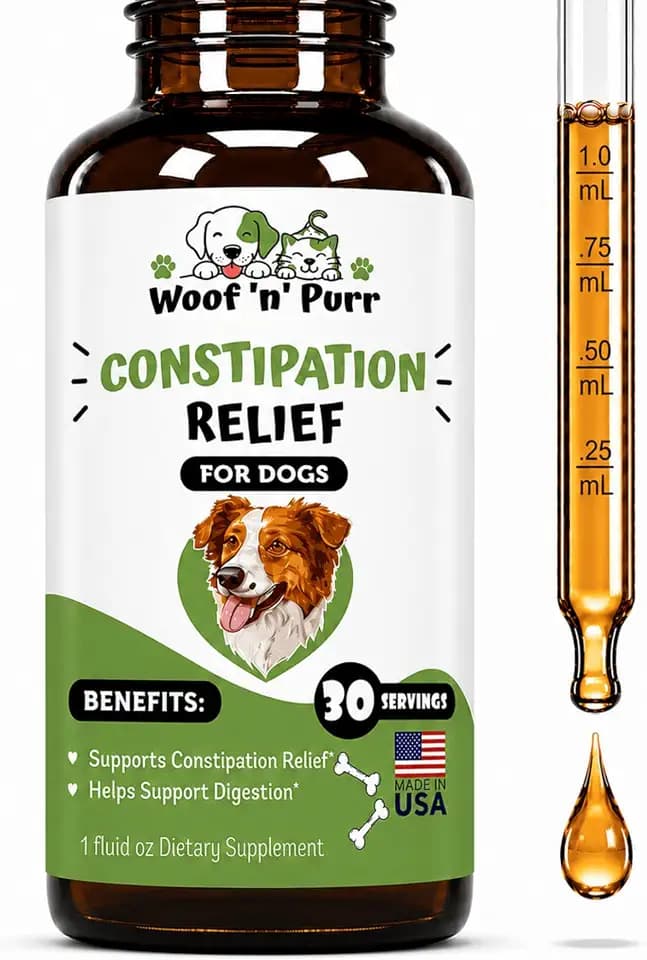 Dog Constipation Relief - Constipation Relief for Dogs - Stool Softener for Dogs - Dog Stool Softener - Dog Laxative for Constipation - Dog Laxative - Laxative for Dogs - 1 fl oz - Bacon Flavor