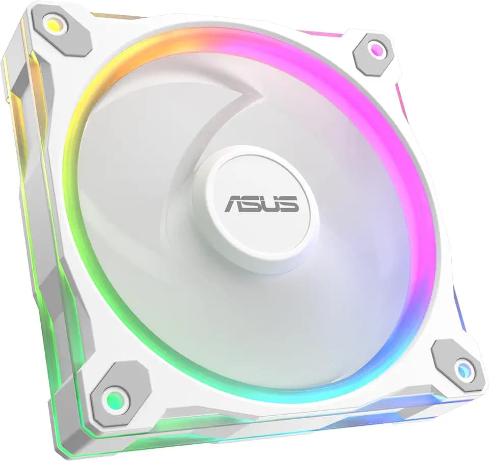 ASUS Prime MR120 ARGB Fan White Single Pack, 28mm Extra-Thick Frame, Quiet, high-Performance Cooling with PWM, 20 ARGB LEDs with Dual-Sided Frame Lighting, Aura Sync, 2 Year Warranty
