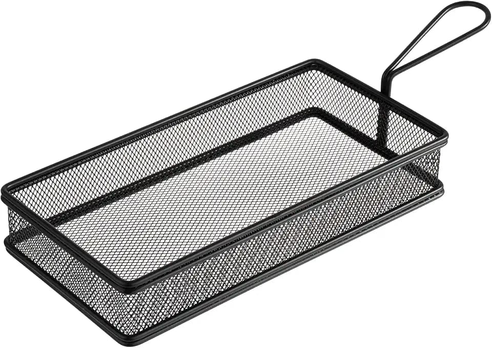 APS 40629 Servier-Frittierkorb SNACKHOLDER, Snackkorb, Edelstahl, 26 x 13 x 5 cm, schwarz